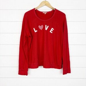 Sundry Love Heart Pullover Sweatshirt Red 3 Large